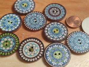 Eyecatcher Holz Knopf Knöpfe 2,5cm 25mm 10 Stück Dunkel - Bild 1 von 1