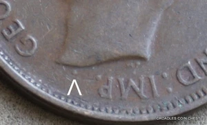 1946y. HALFPENNY DOT UNDER KINGS HEAD PREDECIMAL ERROR COIN #FADA1 - Picture 1 of 10