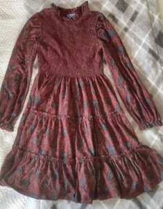 Polo Ralph Lauren Paisley Smocked Cotton Long Sleeve Dress 8/10 M VG Pre-owned - Picture 1 of 6