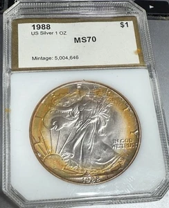 1988 1 oz Silver American Eagle (Brilliant Uncirculated) *NICE TONING* - Picture 1 of 3