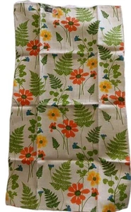 Vintage Vera Neumann Linen Dish Kitchen Tea Towel Floral Flowers Leaf New NWT - Picture 1 of 8