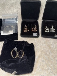 Lot of 4 Pairs: Sterling Silver Earrings Set Dangles Beads And Hoops. Lot 925 - Picture 1 of 11