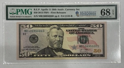 BEP 2013 $50 Apollo 11 50th Anniversary Currency Set PMG Superb Gem Unc 68 EPQ - Image 1 of 4