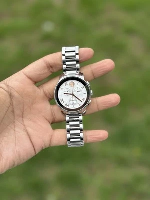 Relógio cronógrafo Movado prata ousada tom de ouro rosa mostrador manual - Imagem 1 de 4