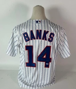 Ernie Banks Autographed Majestic Chicago Cubs Jersey w/ Inscription PSA COA - Picture 1 of 5