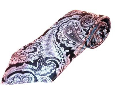 Corbata Sean John Para Hombres Negra Plateada Paisley Vestido Formal Oficina de Negocios Foto 1 de 4