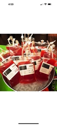 饮用血袋可重复使用 2 包袋,万圣节服装配件 — 第 1/4 张图片