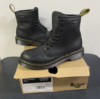 Botas Dr. Martens Niños Talla 2 Negras Impermeables J Bota con Cordones 1460 Zapatos de Cuero Foto 1 de 4