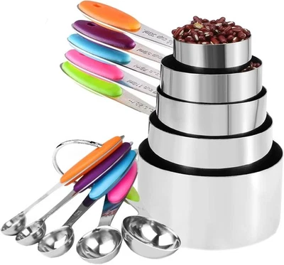 Stainless Steel Measuring Cups and Spoons Standard, Steel-10 Pcs  - Image 1 of 4