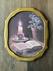 VTG Home Interiors Signed JRoss Framed Candle Bible Fruit of the Spirit is Love - Picture 1 of 10