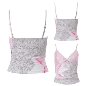Womens Camisole Print Crop Top Date Vest Nightclub Lace Night Floral Street - Picture 1 of 24