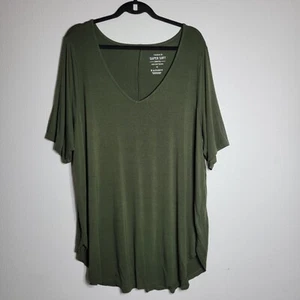 Torrid Super Soft Knits Green Top Plus Size 4X Short Sleeve V-Neck Pullover - Picture 1 of 4