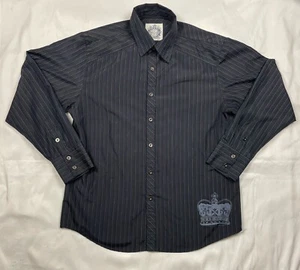 Level Ten Shirt Mens XXLarge Button Up Gray Black Striped Long Sleeve Crown - Picture 1 of 8