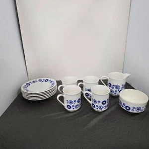 Vintage Lord Nelson "Serenade" teacups, saucers, cream & sugar bowl set of 12 - Picture 1 of 10