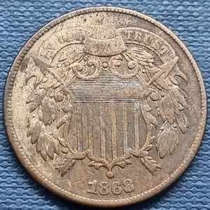 1868 Two Cent Piece 2c Better Grade VF - XF Details #82361 - Picture 1 of 2