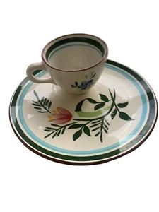 Stangl Pottery 4 Country Garden Luncheon Plates & Matching Cups Floral VTG USA - Picture 1 of 24