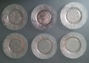 Vintage Pink Stippled Dogwood / Floral Depression Glass Plates Set of 6 8" - Picture 1 of 7