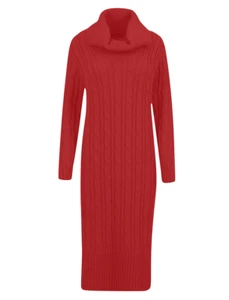 Women Ladies Winter Cowl Neck Jumper Dress Knitted - Picture 1 of 5