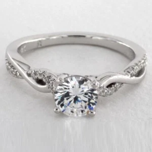 0.80 Ct Lab Grown CVD Diamond Engagement Solitaire Ring 14K Solid White Gold - Picture 1 of 9
