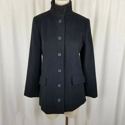Together Wool Soutache Lace Funnel Neck Gathered Fitted Peacoat Jacket Womens 8 - Image 1 of 4