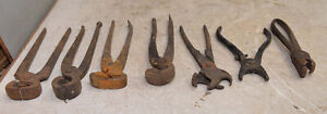 7 antique farm pliers horse nippers hog ring collectible farriers tool lot