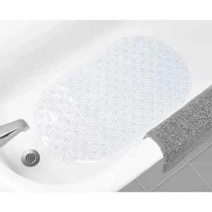 Oval Bubble Bath Vinyl Tub Mat, Clear, 14.9" x 27.1" - Picture 1 of 7