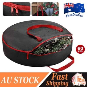 Christmas Wreath Garland Storage Bag Case Round Zipped Decoration Xmas Bag QS - Picture 1 of 26