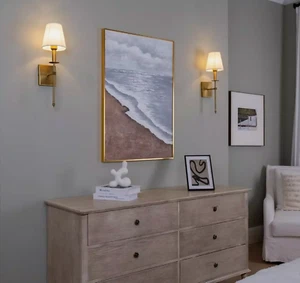 Wall Sconce Set of 2 Industrial Brass Antique Hardwired Remote Control Shades - Picture 1 of 5