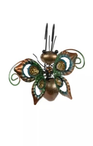 The Spring Shop Brown & Green Butterfly Metal Pot Percher Garden Decor NEW - Picture 1 of 8