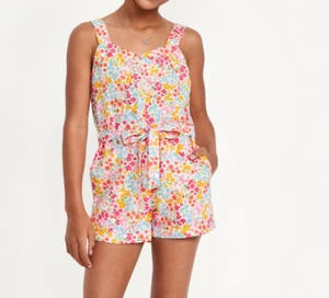 Mameluco floral de verano Old Navy para niñas XL 14-16 sin mangas mezcla de lino - Imagen 1 de 4