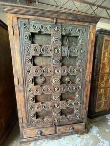 Antique OldDoor Cabinet Stunning Doors Rustic Patina Organic Wood Accent Armoire