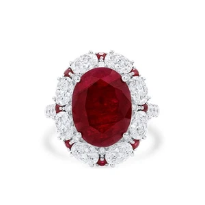 Anillo Rubí Rojo África Oriental Natural 12,31 Ct. Forma ovalada oro macizo certificado SSEF - Imagen 1 de 7
