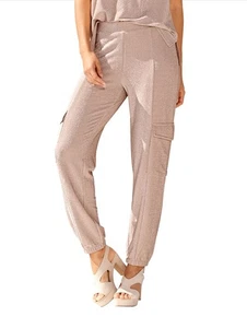 Pantalón cargo mujer de material brillante rosa NUEVO 36 - Imagen 1 de 3