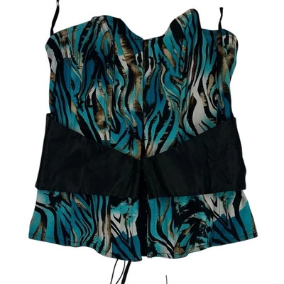 Corsé Y2K Fredericks of Hollywood Vintage Azul Cebra Con Cordones Para Mujer L 00’s De Colección Foto 1 de 4