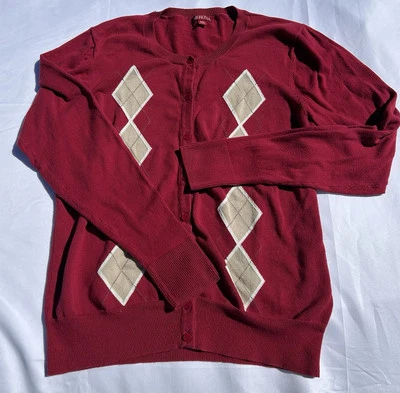 VTG Merona Womens Cardigan Sweater Argyle  XXL Preppy Tennis Old Money Clueless - Image 1 of 4