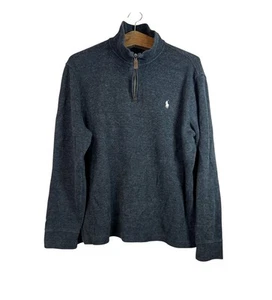 Polo Ralph Lauren Sweater Men's Size L 1/4 Zip Mock Neck Dark Gray Preppy - Picture 1 of 8