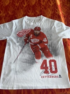 Detroit Red Wings Henrik Zetterberg White T Shirt Youth Large 10-12 NHL Hockey - Picture 1 of 5