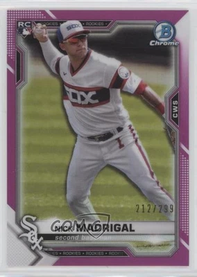 2021 Bowman Chrome Fuchsia Refractor /299 Nick Madrigal #7 Rookie RC - Image 1 of 2