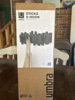 Umbra Sticks Multi Hook Wall Coat Rack with 5 Flip Down Hooks Modern Design - Image 1 of 2