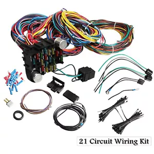 Universal Extra long Wires 21 Circuit Wiring Harness Hotrod For Chevy Mopar Ford - Picture 1 of 6