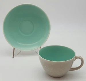Poole Twintone Seagull and Ice Green Tea Cup And Saucer Duo Made in England 60s - Picture 1 of 16