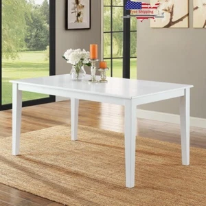 Contemporary Dining Table Indoor Use Seating 6 Easy Assembly Sturdy Design White - Picture 1 of 11