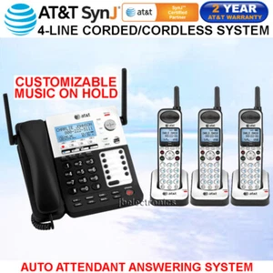 AT&T SynJ SB67138 DECT 6.0 4-LINE CORDED CORDLESS PHONE SYSTEM - 3 CORDLESS - Picture 1 of 3