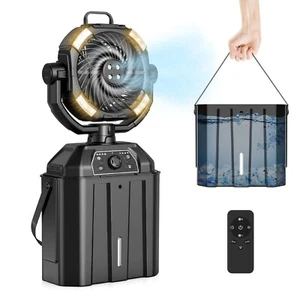 Portable Misting Fan w/Remote, 3 LED Lights, 6L Water Bucket, Rechargeable, Time - Picture 1 of 12