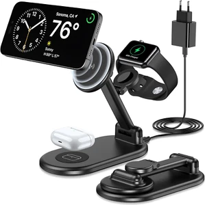 Cargador Inalámbrico Magnético 3 En 1 Para Iphone 15 14 13 12 Pro Max/Pro/Mini/P - Imagen 1 de 12