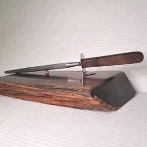 Vintage Vernco Honing Rod Sharpening Steel 8” Rosewood Burl Handle  - Picture 1 of 8