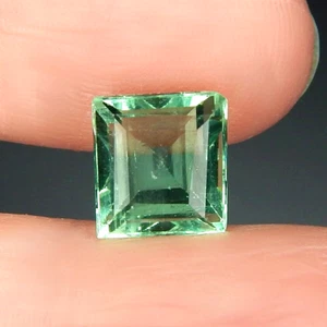 4.4ct VVS Vivid Blue Green Fluorite Natural Earth Mined Unheated Emerald Cut - Picture 1 of 4