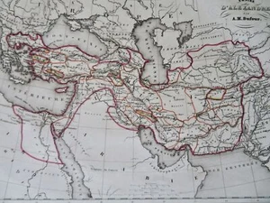 Reich Alexander das Große Persien Ägypten 1852 Dufour dekorative Handfarbkarte - Bild 1 von 4