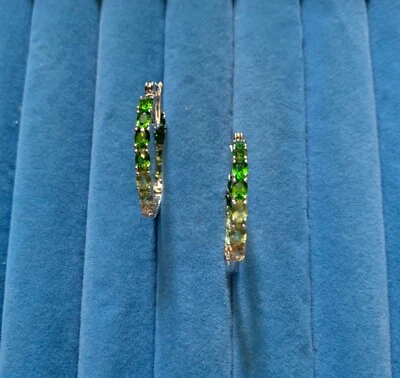 Chrome Diopside, Citrine Gemstone Inside Out Hoop Earrings - 4.35 ctw. - Image 1 of 4