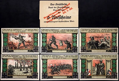 GÖRLITZ / ZGORZELEC 1922 XX-RARE "El casco de acero" Juego completo + ¡SOBRE! Dinero de emergencia Foto 1 de 4